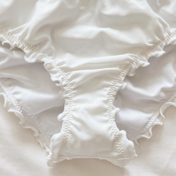 Shade & Shore NWT white Ruffle Cheeky Bikini Bottom large bathing suit swim - Picture 4 of 13